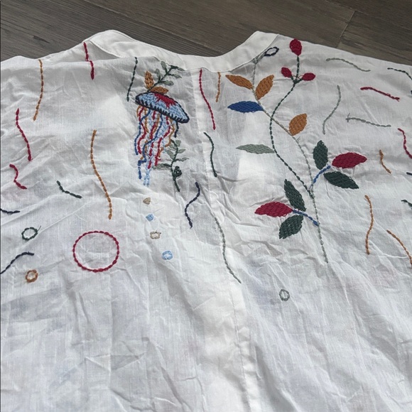 Zara | Multicolour Down by the Sea 100% Cotton Embroidered Kimono Sz Small - Picture 16 of 16